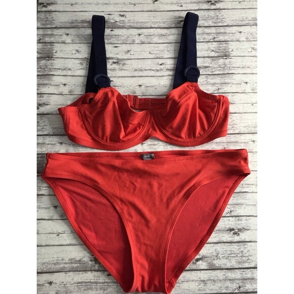 aerie Other - Aerie Retro Style Underwire Cherry Red & Navy Blue Bikini Set Large